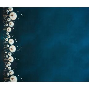 Tela de jersey de algodón Dientes de león Tela ribeteada | Glitzerpüppi – azul negro/almendra, 