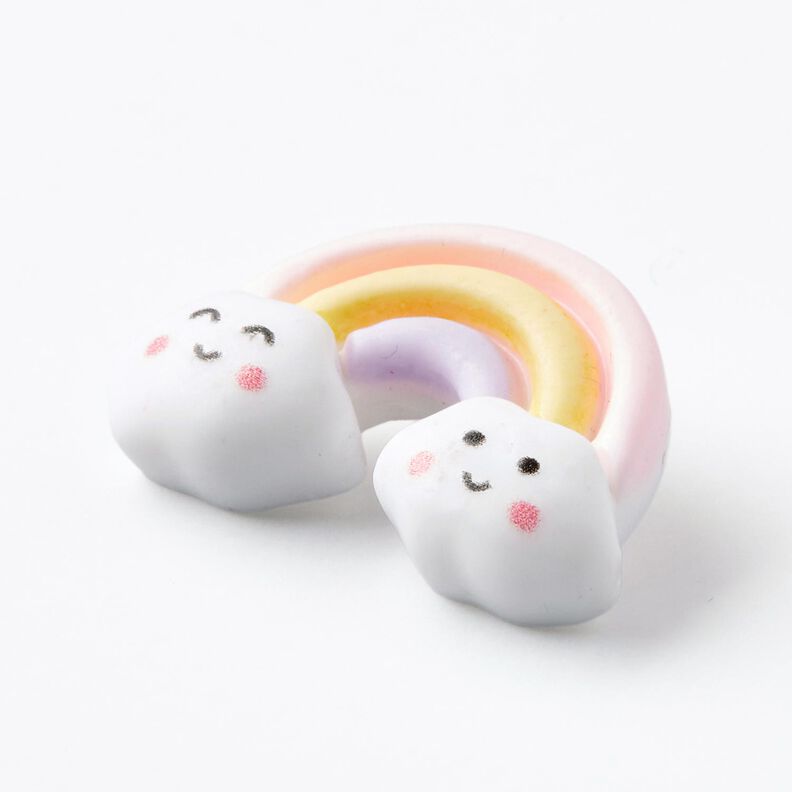 Botón con ojal arcoíris [Ø 26 mm] – rosa oscuro/blanco,  image number 2