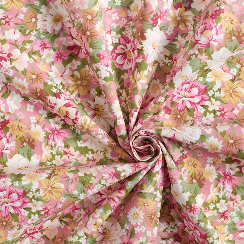 Popelina de algodón Flores románticas – rosa/beige,  image number 3