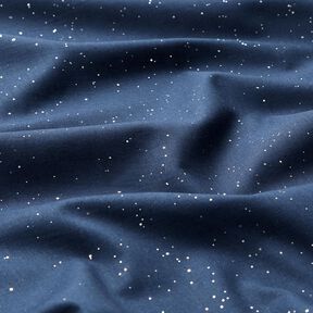 Tela de algodón Popelina Estampado de lámina Motas plateadas – azul noche/plata metalizada, 