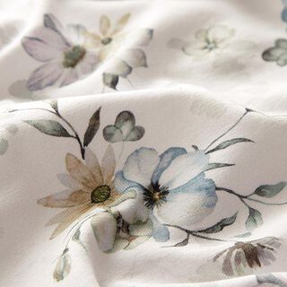 Tela de jersey de algodón orgánico Flores de acuarela grandes – gris brumoso/azul agua, 