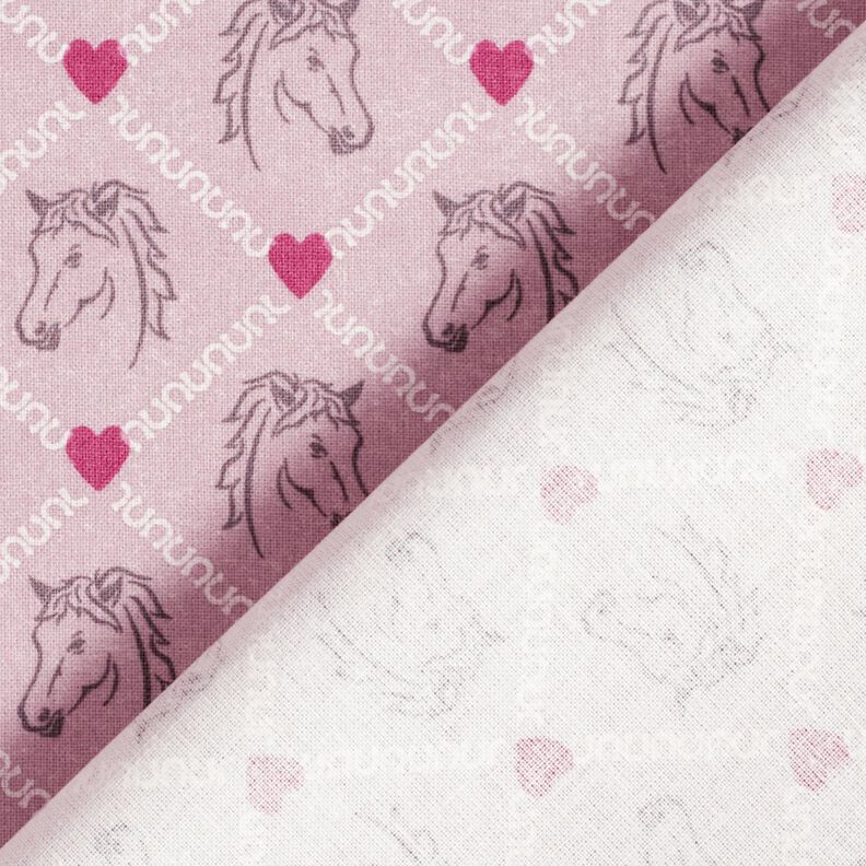 Tela de algodón Cretona Caballos y corazones rosa – rosa,  image number 4