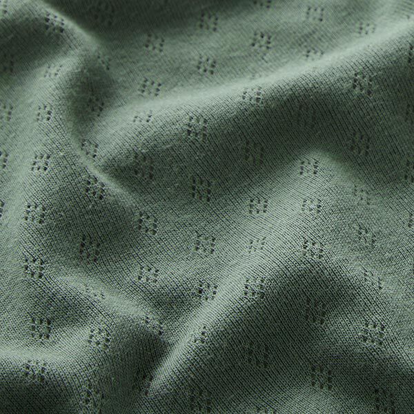 Jersey de punto fino con patrón de agujeros – verde oscuro,  image number 2