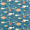 Tela de algodón Cretona Banco de peces – azul gris,  thumbnail number 1