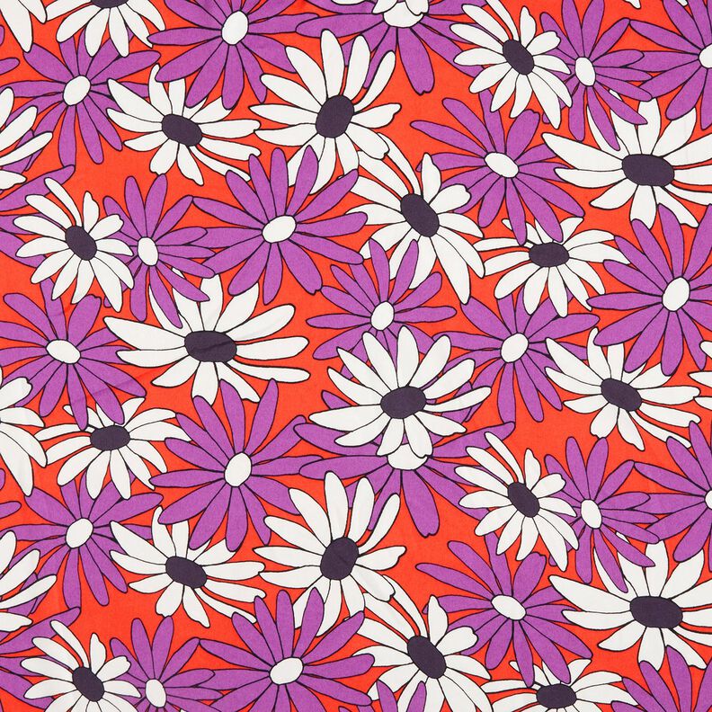Satín con flores expresivas – naranja/rojo lila,  image number 1
