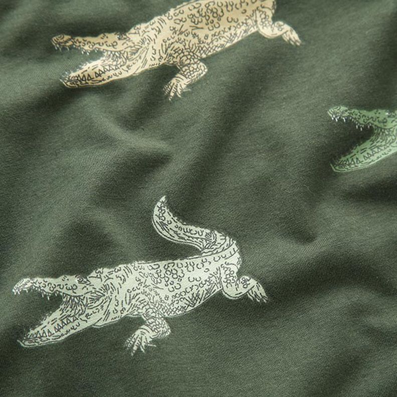 Tela de jersey de algodón Cocodrilo – pino oscuro,  image number 2