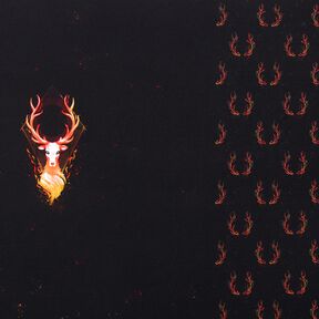 Felpa francesa Panel Ciervo de fuego | Glitzerpüppi – negro/naranja, 