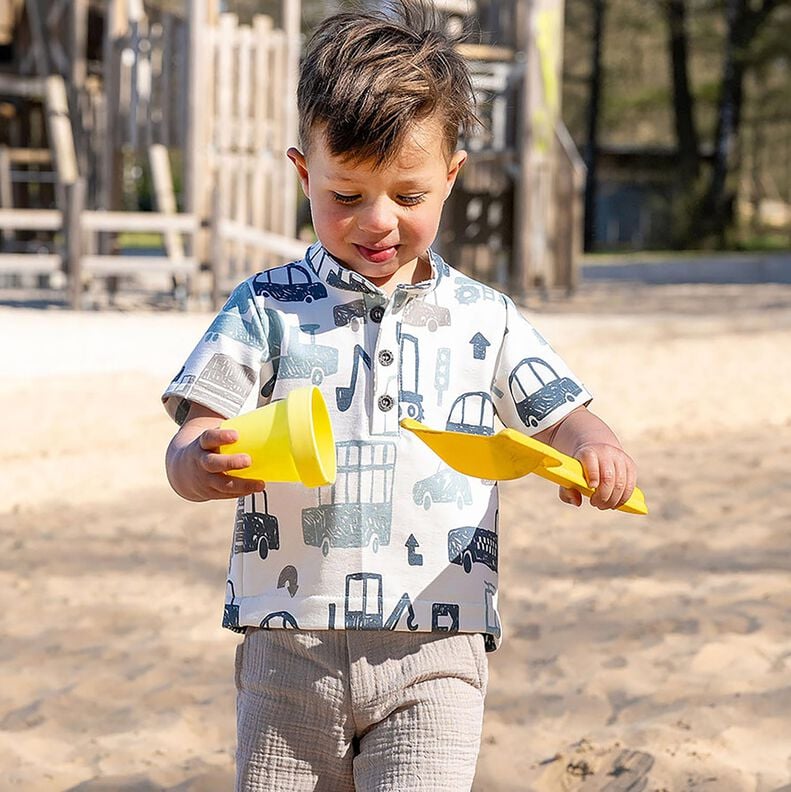 Felpa francesa veraniega Veh&iacute;culos garabateados &ndash; blanco/azul,  image number 5