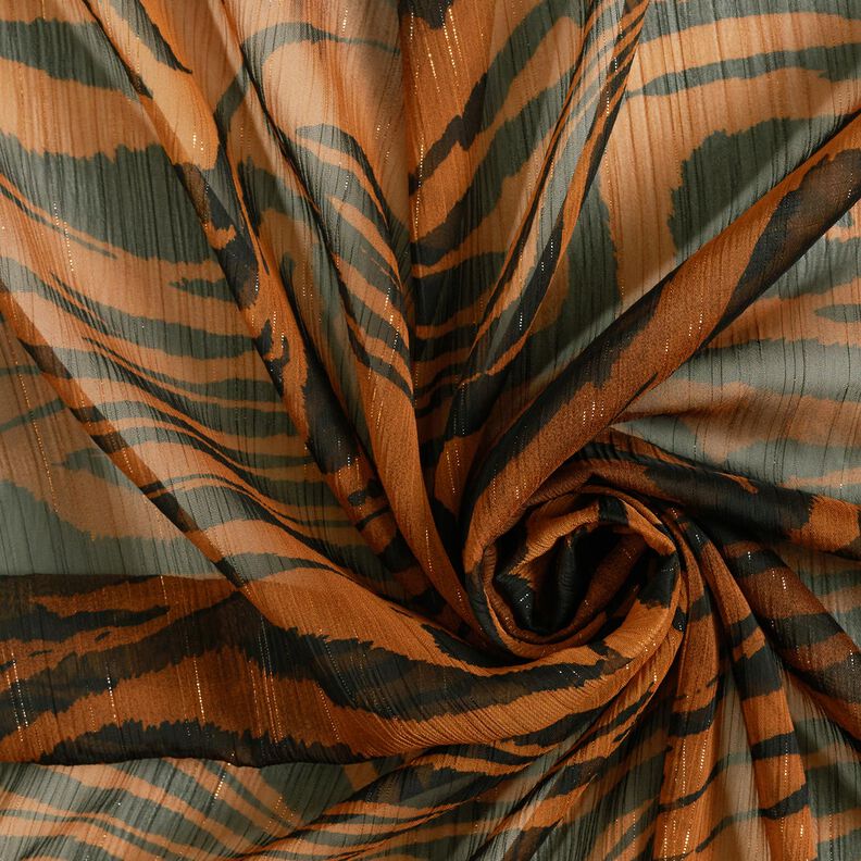 Gasa con estampado de tigres a rayas brillantes – negro/cobre,  image number 3