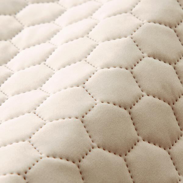 Tela de tapicería Terciopelo acolchado en diseño de panal – arena,  image number 2