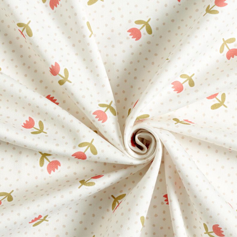 Tela decorativa Satén de algodón Bonitos tulipanes – marfil/langosta,  image number 3