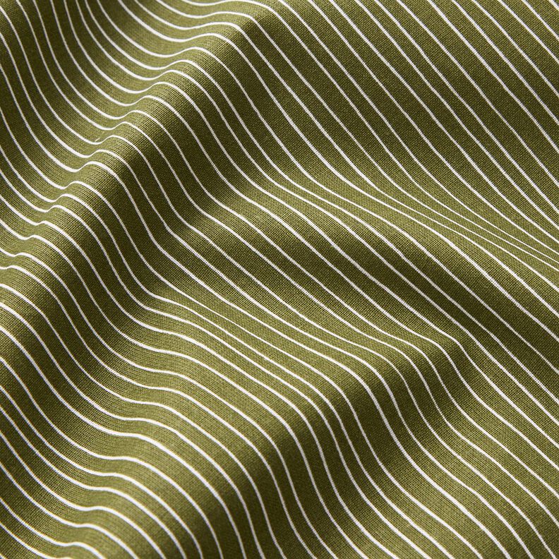 Tela de algodón Cretona Líneas delicadas – oliva oscuro/blanco,  image number 2