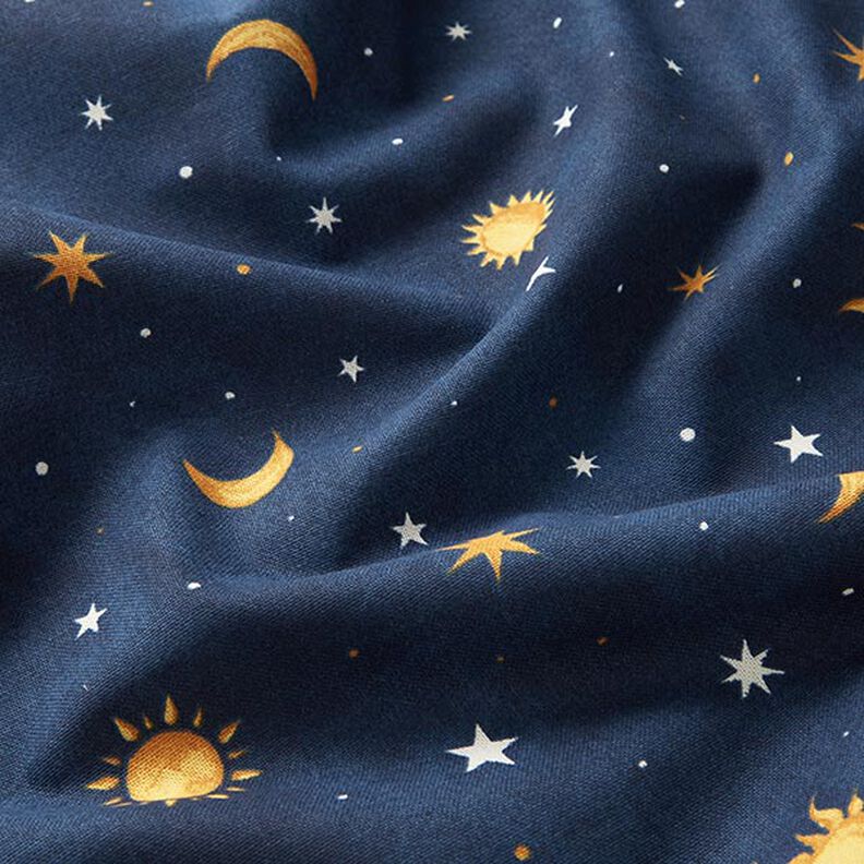 Tela decorativa Cielo nocturno Brilla en la oscuridad – dorado/azul marino,  image number 12
