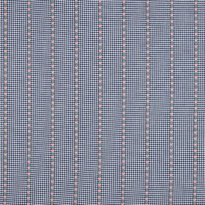 Tela de algodón Jacquard Cuadros y flores – azul océano/blanco, 