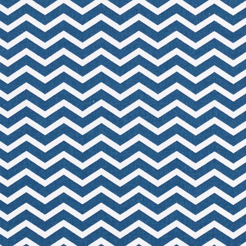 Tela de algodón Cretona Zig zag – azul marino/blanco,  image number 1