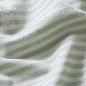 Tela de jersey de algodón Rayas delgadas – blanco lana/menta suave, 