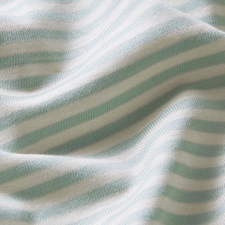 Tela de jersey de algodón Rayas delgadas – blanco lana/menta suave,  image number 2
