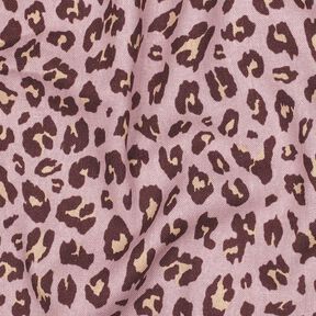 Mezcla de lino y viscosa Estampado de leopardo | Poppy Fabrics – rosa viejo claro/berenjena, 
