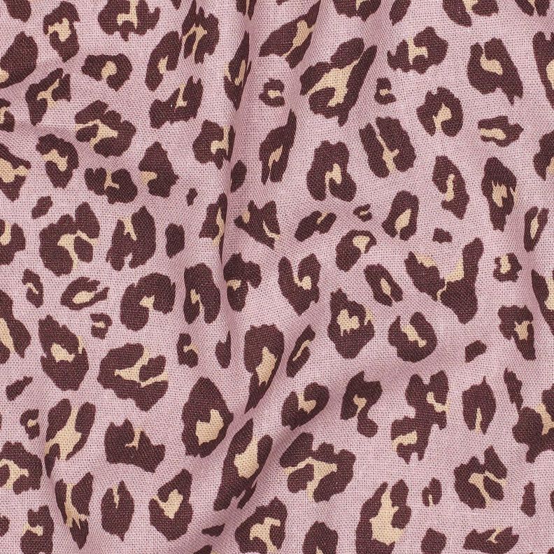 Mezcla de lino y viscosa Estampado de leopardo | Poppy Fabrics – rosa viejo claro/berenjena,  image number 2