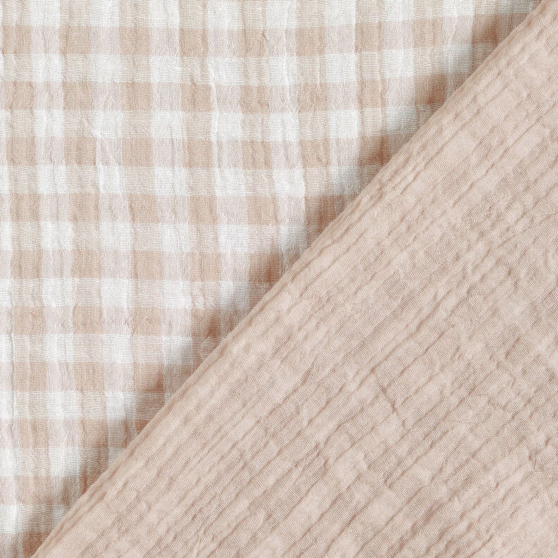Muselina/doble arruga Hilo de cuadrados Vichy teñidos – naturaleza/blanco,  image number 1