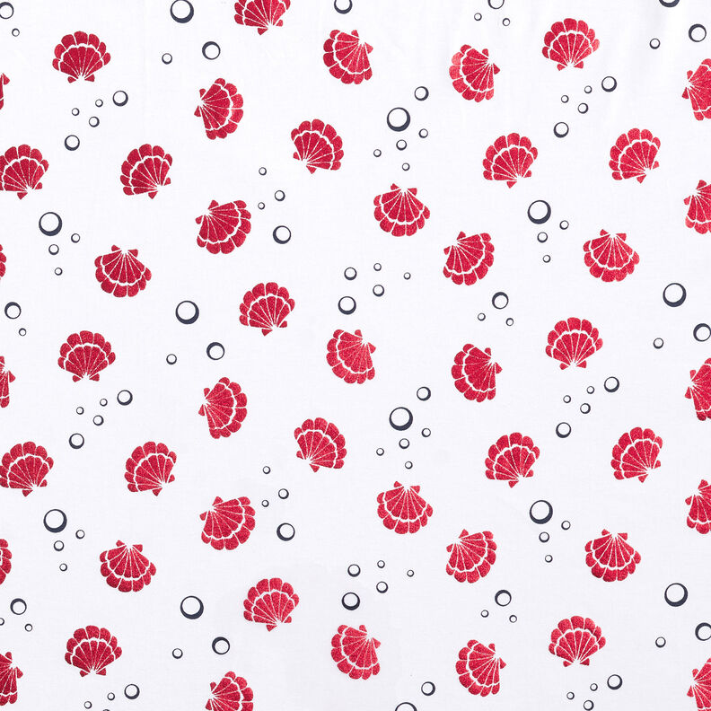 Tela de jersey de algodón Conchas Metálico – blanco/rojo,  image number 1