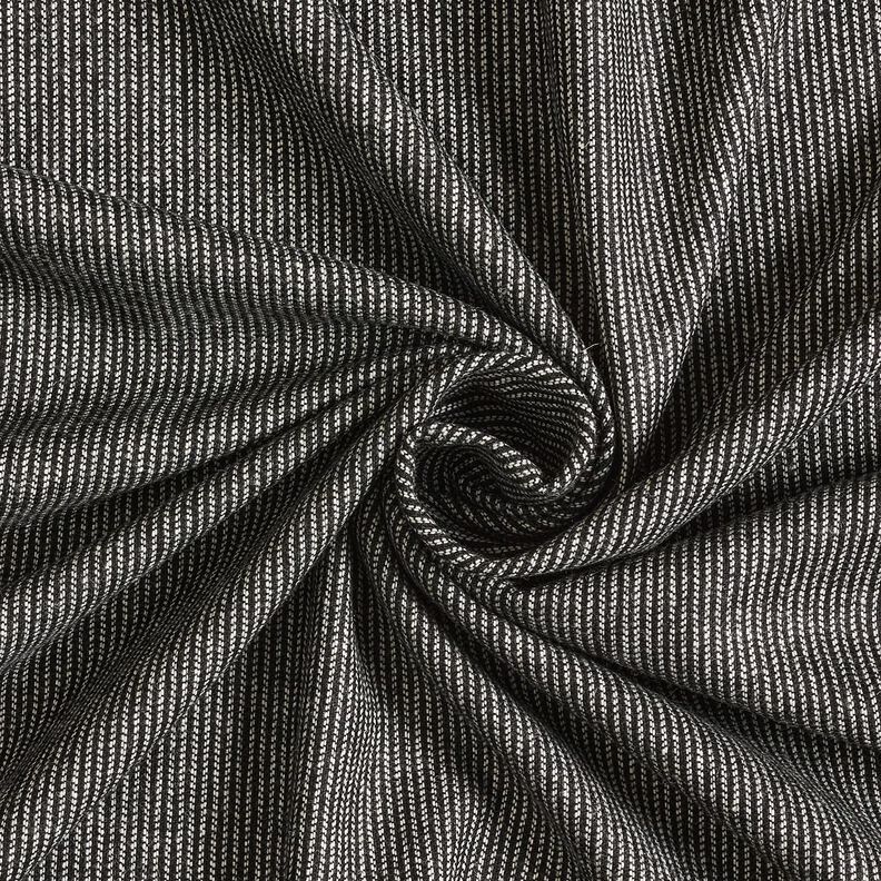 Tejido de pantalón mezcla de lana rayas melange – negro/blanco,  image number 1