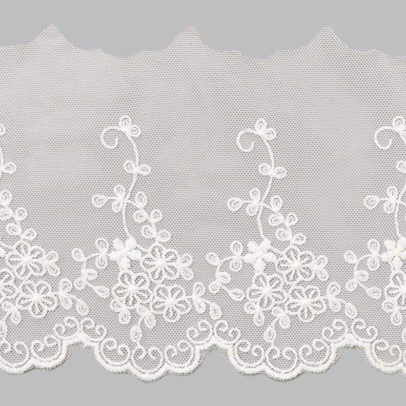Encaje de tul Flor (120 mm) – blanco,  image number 1