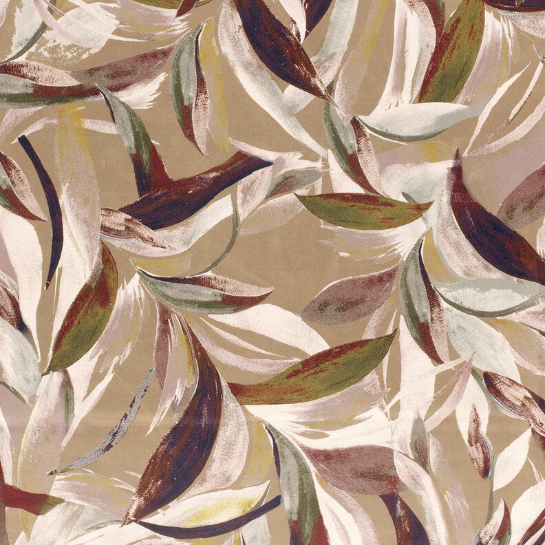 Tejido de hojas de terciopelo elástico – moca/burdeos,  image number 1