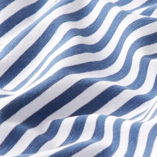 Tela de jersey de algodón Rayas delgadas – azul vaquero/blanco, 