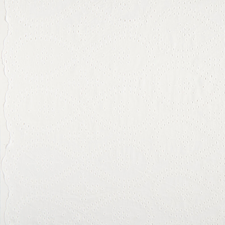 Tela de algodón con bordado inglés de gotas – blanco,  image number 1