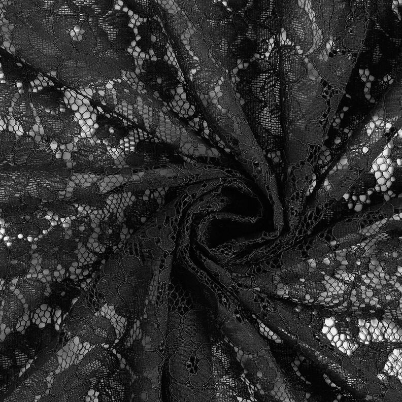 Encaje fino con motivo floral – negro,  image number 4