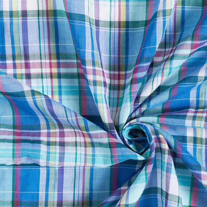 Mezcla de algodón ligero con cuadros de colores – azul,  image number 3