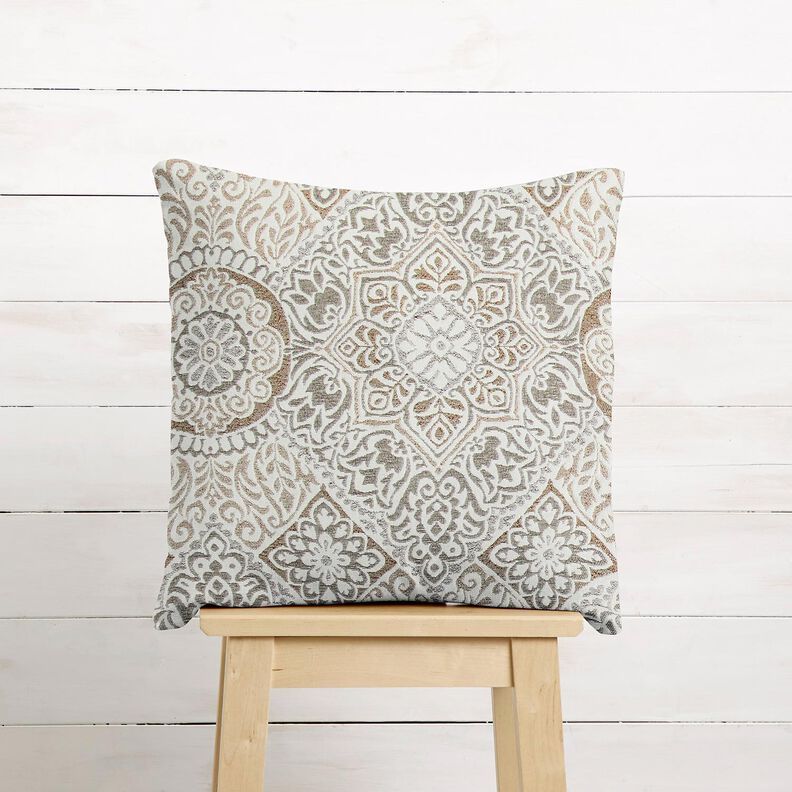 Tela decorativa Jacquard Azulejos elegantes – anémona/beige claro,  image number 6