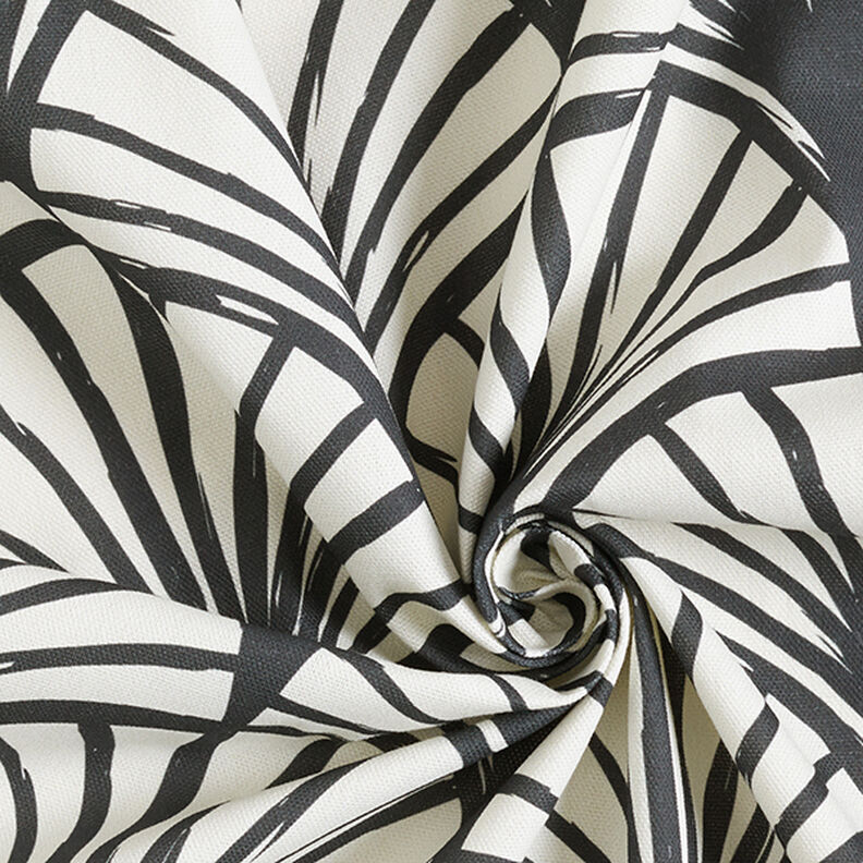 Tela decorativa Panama media Cuadros abstractos – marfil/negro,  image number 3