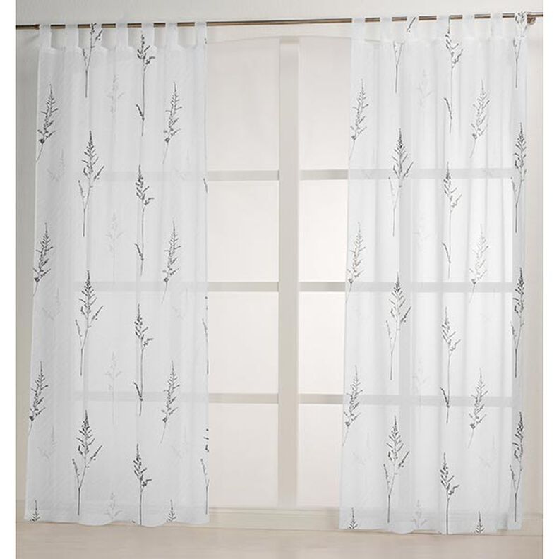 Tela para cortinas Voile Hierbas finas 295 cm – blanco/negro,  image number 6
