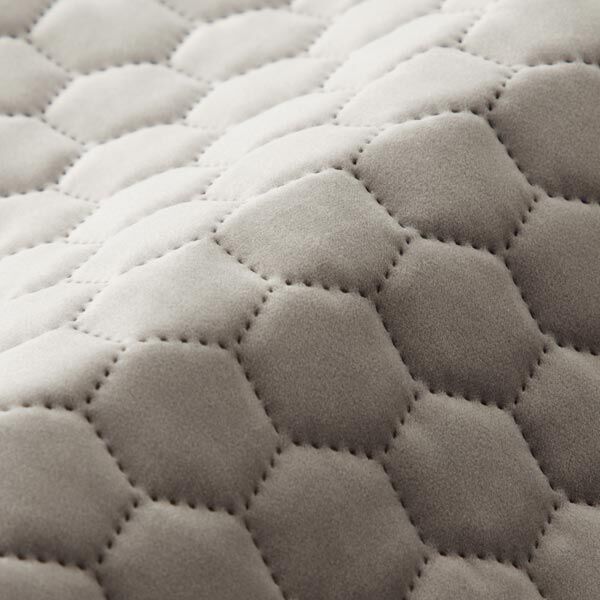 Tela de tapicería Terciopelo acolchado en diseño de panal – gris,  image number 2