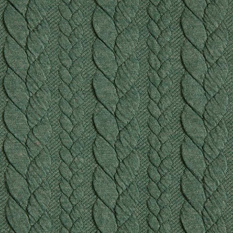 Tela de jersey jacquard Cloqué Punto trenzado – verde oscuro,  image number 1