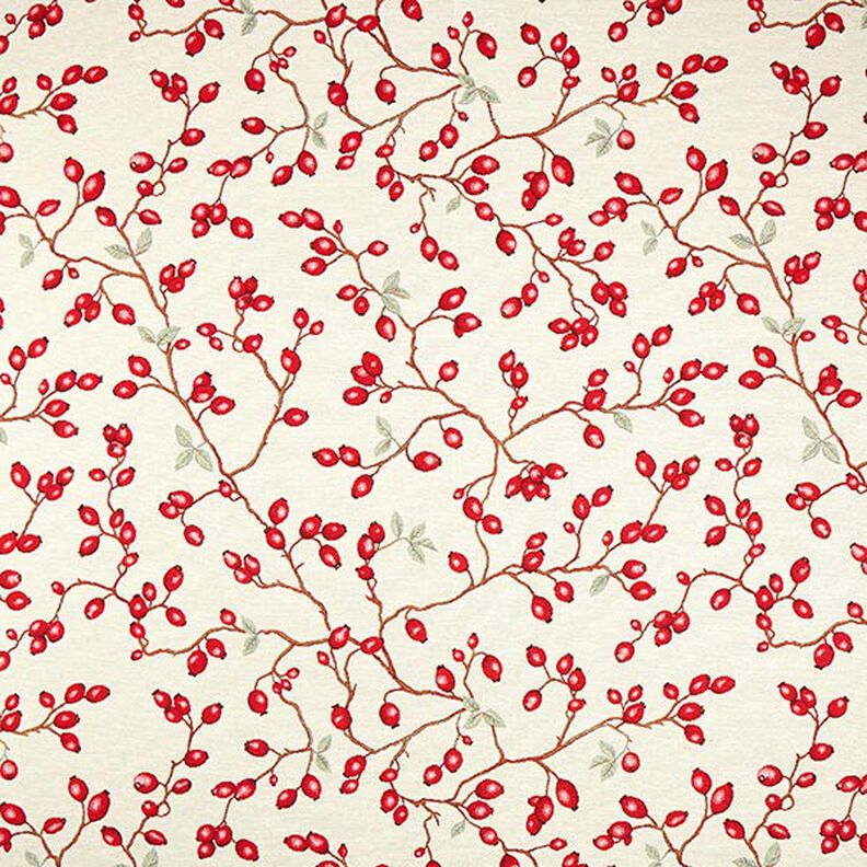 Tela decorativa Tapiz Rosa mosqueta – beige claro/rojo,  image number 1