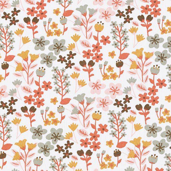 Tela de algodón Cretona Filigrana de flores – naranja/blanco,  image number 1