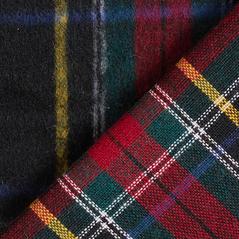Tela de lana virgen para abrigo a cuadros escoceses – negro/rojo,  image number 4