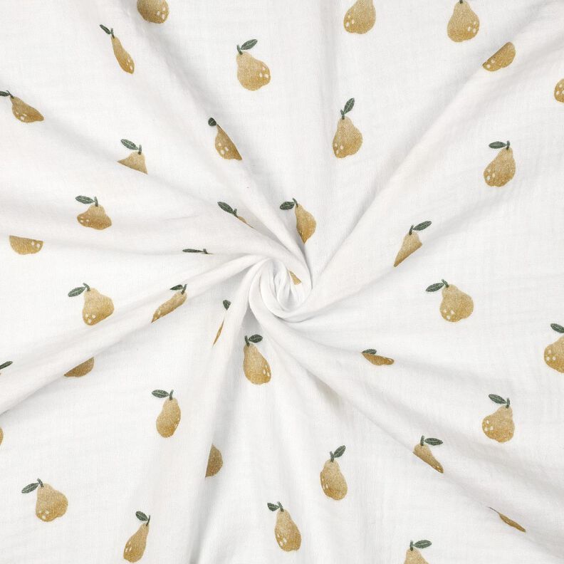 Muselina/doble arruga Pera Impresión digital | Poppy Fabrics – blanco/amarillo aceituna,  image number 3