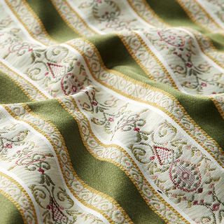 Tela de tapicería jacquard Rayas Biedermeier – crema/oliva, 