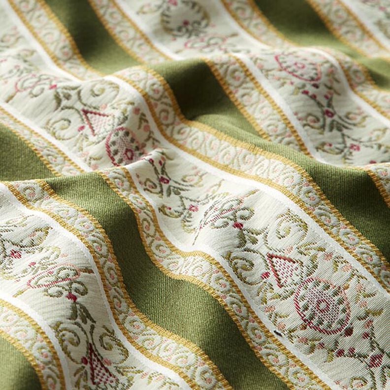 Tela de tapicería jacquard Rayas Biedermeier – crema/oliva,  image number 2