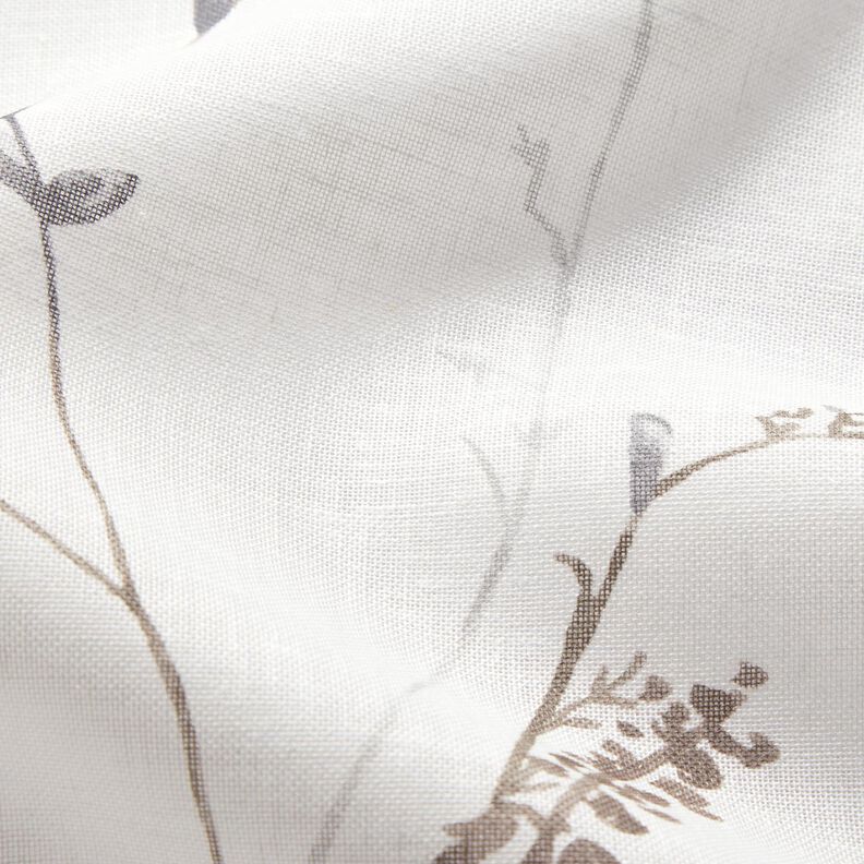 Tela para cortinas Voile Ramitas – blanco/gris plateado,  image number 5