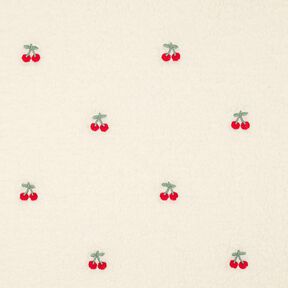 Felpa de peluche Cerezas bordadas | Poppy Fabrics – marfil/chili, 