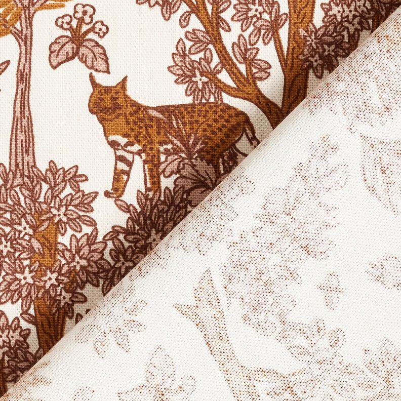 Tela decorativa Panama media Animales en el bosque – blanco/caramelo,  image number 4