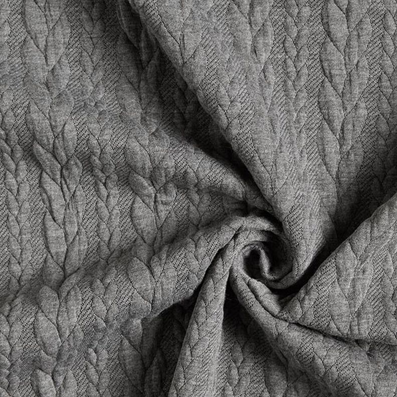 Tela de jersey jacquard Cloqué Punto trenzado – gris claro,  image number 3