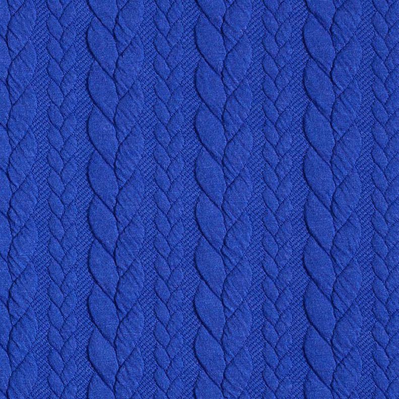 Tela de jersey jacquard Cloqué Punto trenzado – azul real,  image number 1