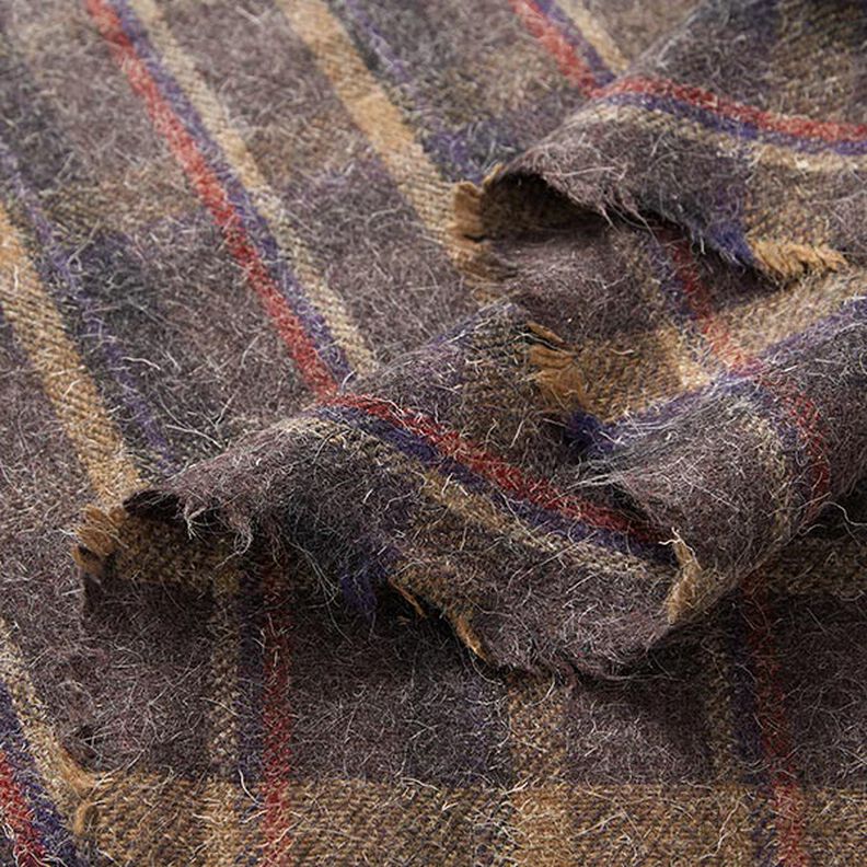 Mezcla de lana virgen a cuadros – marrón oscuro,  image number 3