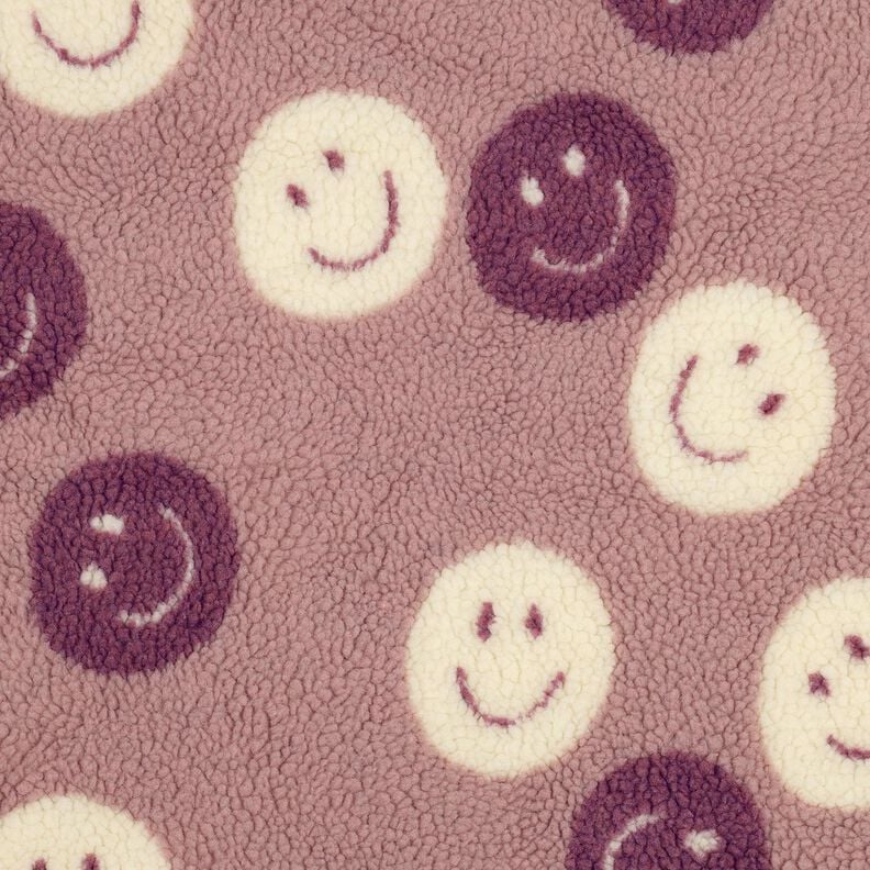 Felpa de peluche Smilies | Poppy Fabrics – rosa viejo oscuro/blanco lana,  image number 1